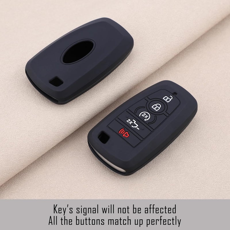TANDRIVE Key Fob Cover for 2026 2025-2017 Ford F150 F250 F350 F450 F550 F650 F750, 5 Button, Silicone, 2-Pack, Black - Image 4